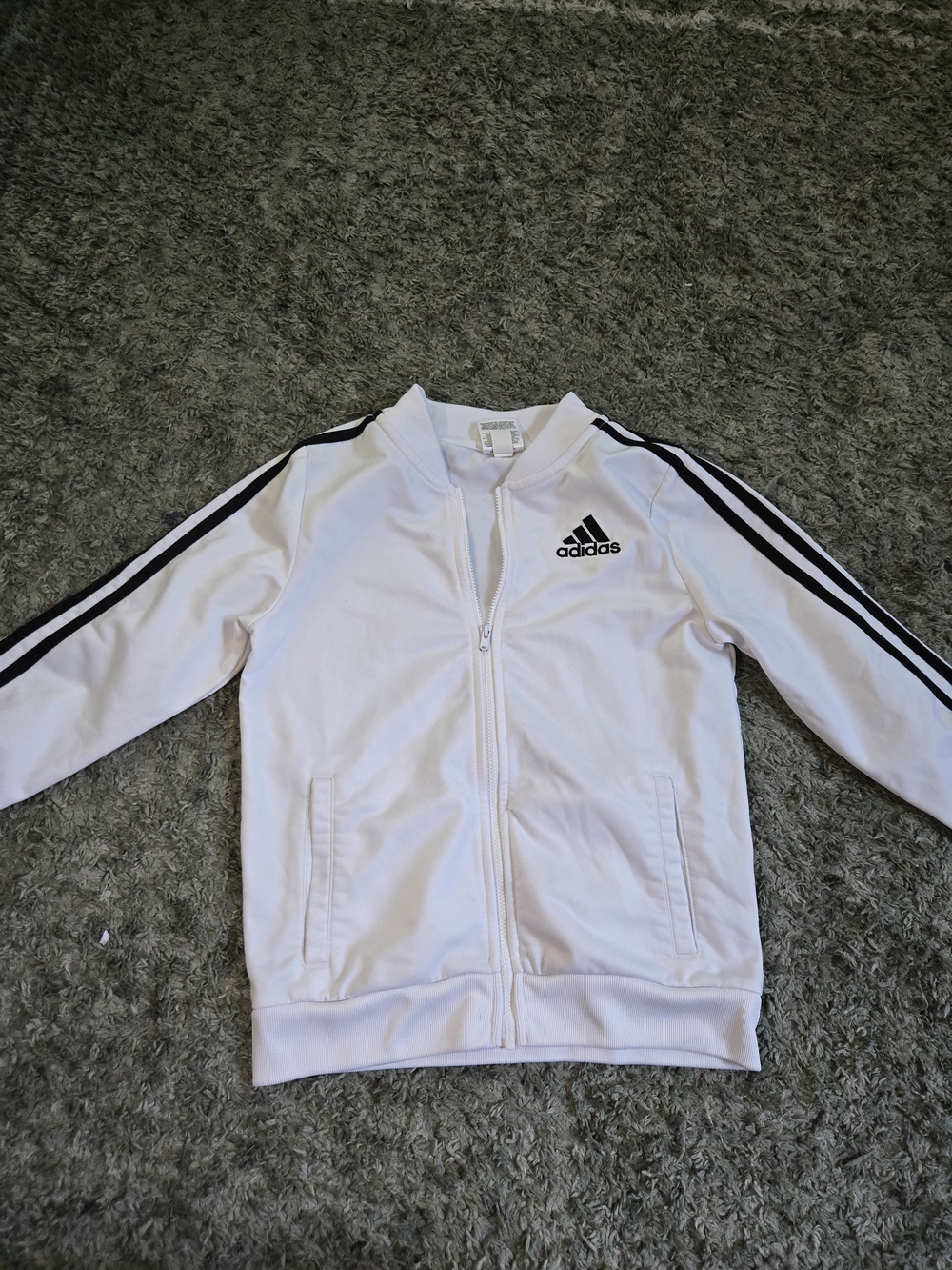 adidas Kids White Zip-Up Track Jacket